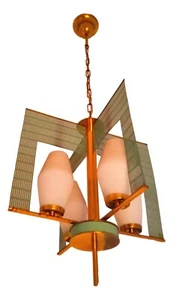lampadario anni 60 a quattro luci design mathieu mategot ottone vintage - Picture 1 of 7