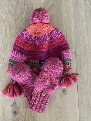 Conjunto de sombrero y mitones de ganchillo Gapkids niñas colorido talla S/M Foto 1 de 4