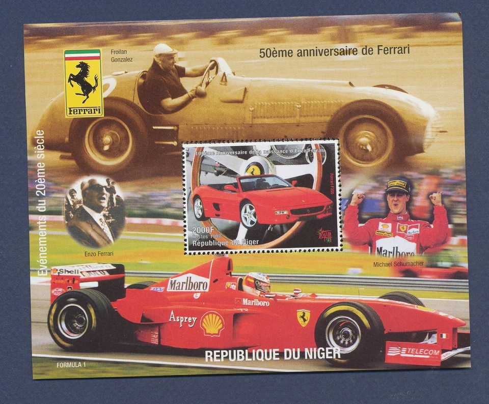 NIGER-  - MNH S/S - Formula One Race - Ferrari Car - 1998 --b - Image 1 of 1