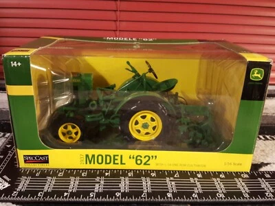 J D 62 w/ L-14 1 Row Cult 1/16 Diecast Farm Tractor Replica by SpecCast - Image 1 of 4