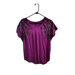 Rock & Republic Purple and Black Sequin top - Afbeelding 1 van 7