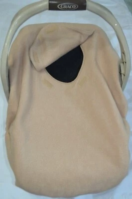Infant Car Seat Carrier Cover New Handmade Fleece Tan - Image 1 of 2