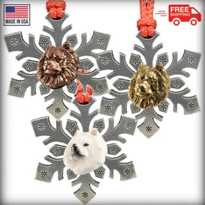 Pewter Dog Samoyed Snowflake Christmas Tree Ornaments, Made in the USA - Picture 1 of 5