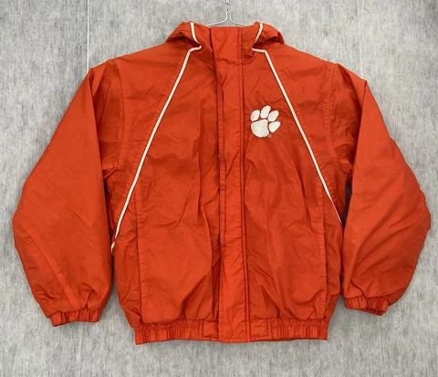 Clemson Tigers Jacket Youth Medium Orange Full Zip Hooded Lined Red Oak Boy 8/10 Cover