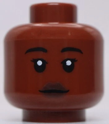 Lego Star Wars Head Dual Sided Female Dark Brown Lips Black Angry Pattern - Image 1 of 2