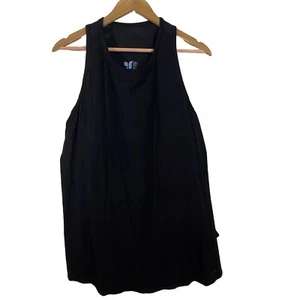 SHEBIRD Tunic Tank Built In Bra Dress Lux Modal Racer Back Black Athletic Casual - Picture 1 of 4