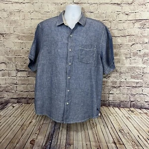 Tommy Bahama Shirt Mens Large Blue 100% Linen Button Front Short Sleeve - Picture 1 of 9