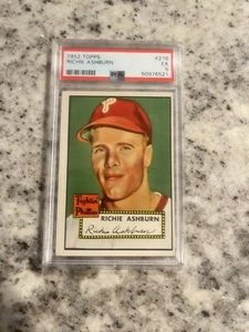 PSA 5 1952 TOPPS RICHIE ASHBURN GRADED #216 EX  SHARP LOOKING CARD!!! - Picture 1 of 3