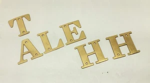 Vintage Solid Brass Alphabet 3" Letters Lot "A" "E" "H" "L" "T" - Picture 1 of 14