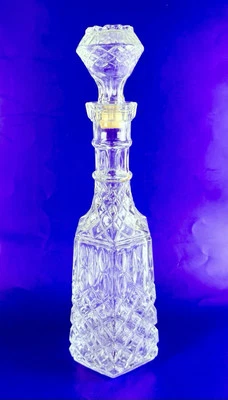 Vintage Libbey Of Canada Clear Glass Decanter Whiskey w/ Stopper, 12” Diamond Ct - Image 1 of 4
