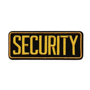 Security Embroidered Iron On Patch – Bold Yellow and Black Badge Style - Picture 1 of 2