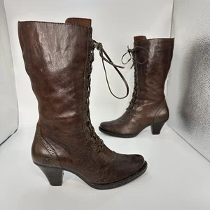 Born-Tall Oma Stiefel viktorianisch Steampunk Damen 7,5 braun Absatz Reißverschluss Schnürung - Bild 1 von 16