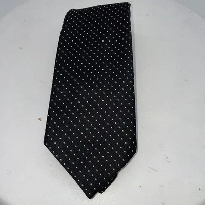 "Corbata vintage Alexanders para hombre puntos Pooka blancos y negros 100 % poli 55""" Foto 1 de 4