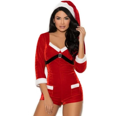 Disfraz de Papá Noel Terciopelo Mameluco Hebilla Sombrero Imitación Piel Borde Vacaciones 99079 Pequeño Foto 1 de 4