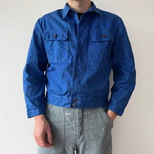 Chaqueta de Trabajo Corta Azul Real Ciclista Alemana Sanfor Ropa de Trabajo Francesa Años 80 De Colección M - Imagen 1 de 11