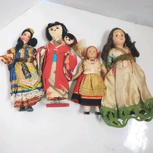 Konvolut 4 alte Reisepuppen in Nationalkostümen, Souvenirpuppen - Bild 1 von 24