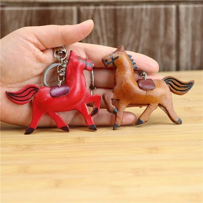 3 Colores Realista Mini Cuero Caballo Figura Llavero Llavero Bolso Dije Foto 1 de 3