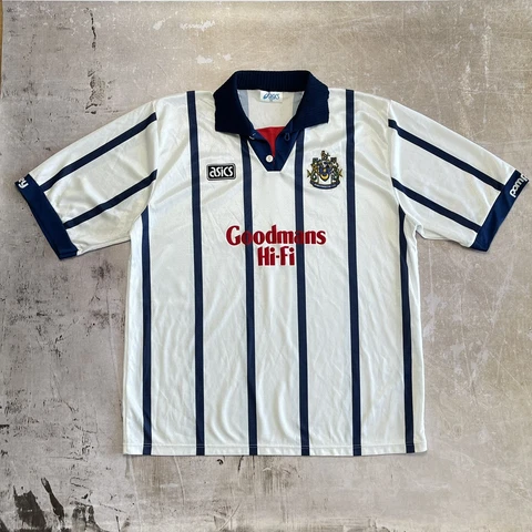 Vintage PORTSMOUTH FC Away shirt jersey Asics  Goodmans Hi-Fi adult futbol XXL Cover