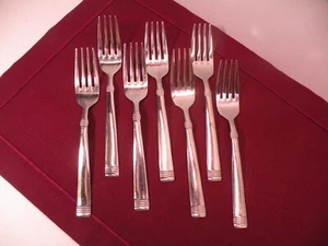 Set Of 7 International PALISADES Stainless Bands Glossy Salad Forks 7" - Picture 1 of 7