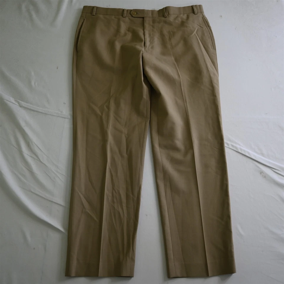 Pantalones de vestir Lauren Ralph Lauren 38x30 caqui total comodidad frente plano 100 % lana Foto 1 de 4