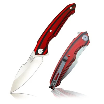 FREETIGER Pro Folding Knife 3.54" K110 Steel Blade, Red G10 Handle, Ceramic Ball - Image 1 of 4