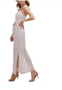 GUESS Women's Dress Size 10 NWT Oat Beige Side Slit Textured Zipper Belted  - Picture 1 of 14