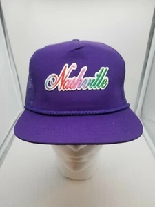 Vintage Nashville Tennessee Purple Patch Mesh Snapback Trucker Hat - Picture 1 of 4