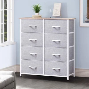 8 Drawers Fabric Dresser Storage Tower Chest of Drawers Unit for Living Room - Picture 1 of 5