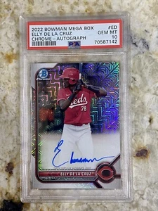 ELLY DE LA CRUZ 2022 Bowman Draft Chrome 1st Mega Box Mojo Refractor AUTO PSA 10 - Picture 1 of 2