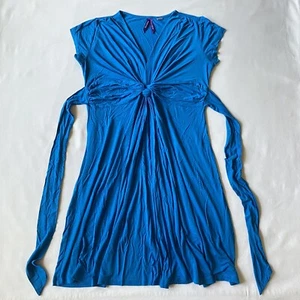 Seraphine Dress US 6 UK 10 Blue Jersey A Line Empire Knot Tie Maternity Stretch - Picture 1 of 17