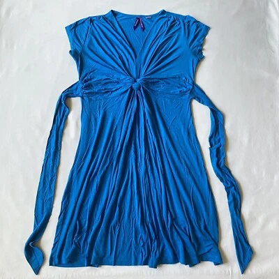 Vestido Seraphine EE. UU. 6 UK 10 Azul Jersey Línea A Imperio Nudo Corbata Maternidad Elastizado Foto 1 de 4