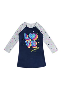 Wonder Nation Girls Size 14-16 LOVE OUR WORLD Long Sleeve Nightgown New - Picture 1 of 2