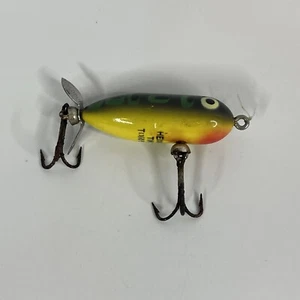 HEDDON TINY TORPEDO TOUGH LURE BELL HARDWARE GREEN VINTAGE Needs Hooks - Picture 1 of 5