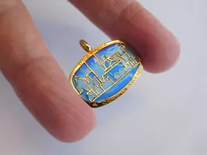 Fabulous French Art Deco Cubism 18K Gold Enamel Plique Boston Bertrand Pendant ⚓ - Picture 1 of 19