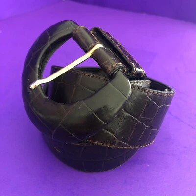 Cinturón Furla de cuero negro de cocodrilo en relieve para mujer talla pequeña ¡OFERTA! Foto 1 de 4