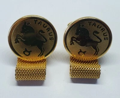 Vintage Dante Taurus Zodiac Gold Tone Wrap Around Cufflinks - Image 1 of 4