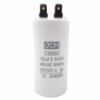 JCM 12UF 450VAC Motor Run Capacitor 450V AC CBB60 12 UF Round White 50/60HZ Cap