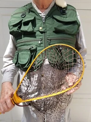 Cabela's Fishing Vest And Fish Landing Net - Image 1 of 4