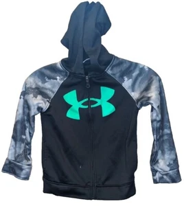 Boys Black Gray Under Armour Zip Up Hoodie Youth Size 6 Lightweight Jacket  - Picture 1 of 12