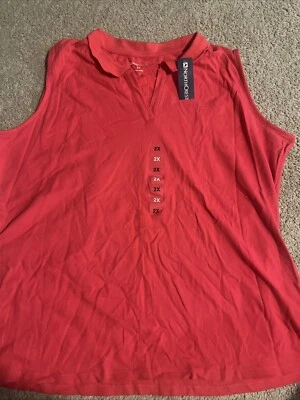 Northcrest Sleeveless Azalea Colored Crew Collar/V-Neck Top Women’s - Image 1 of 4