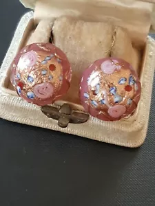 Rari Belli Orecchini Fiorato Veneziano 1950 Rosa Opalino Vintage Torta Nuziale - Foto 1 di 5