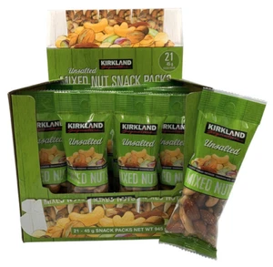 Unsalted Mixed Nut Snack Packs Kirkland Signature 21 x 45g Perfect Healthy Snack - Picture 1 of 1