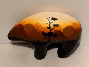hand painted animal art figure- possibly a bear? - Picture 1 of 2
