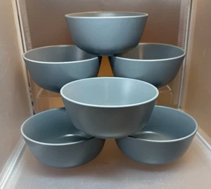 IKEA 12011 Matte Blue Gray Stoneware Set of 6 Soup Cereal Coupe Bowls 5.75" - Picture 1 of 11