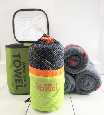 Paquete de 4 toallas de camping de microfibra, toallas de secado rápido para deportes acuáticos, 4Monster, 24x47 Foto 1 de 4