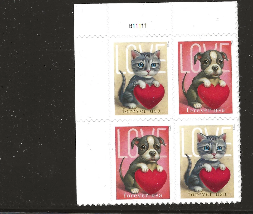 US Scott #5745-46, Plate Block #B11111 2023 Love VF MNH - Image 1 of 1