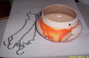 Nemadji Pottery Hanging Planter Orange Swirl 5" x 3.5"w/Chain - Picture 1 of 2