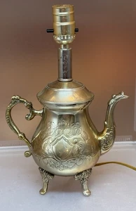 Silver Embossed Metal 12" Teapot Accent Table Lamp India High Quality India - Picture 1 of 14