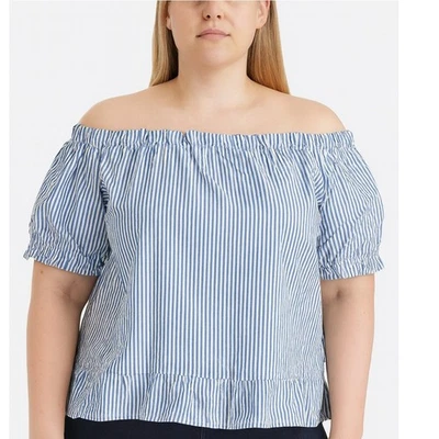 Blusa Vineyard Vines for Target azul y blanco a rayas al hombro talla grande Foto 1 de 4
