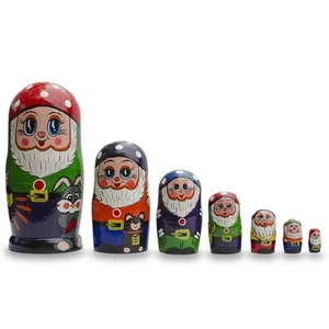 Set of 7 Gnomes Wooden Nesting Dolls 8 Inches - Picture 1 of 4